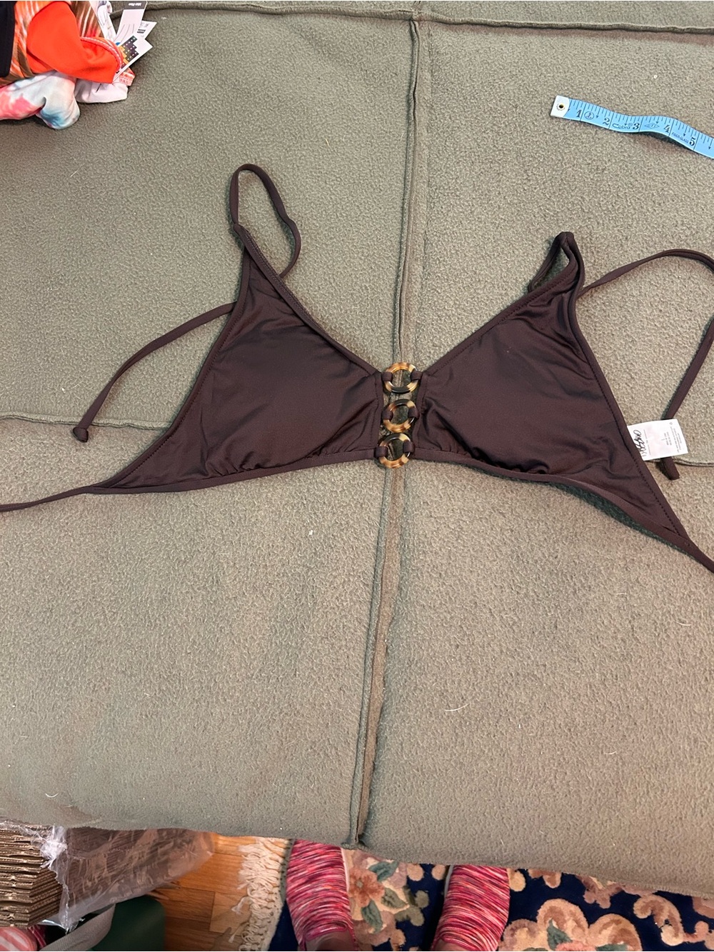 Mossimo Supply Co. Brown Triangle Bikini Top with Tortoise Rings